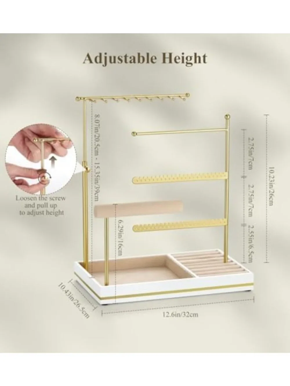 5-Tier Jewelry Organizer Necklace Holder - Stylish Storage for Accessories
